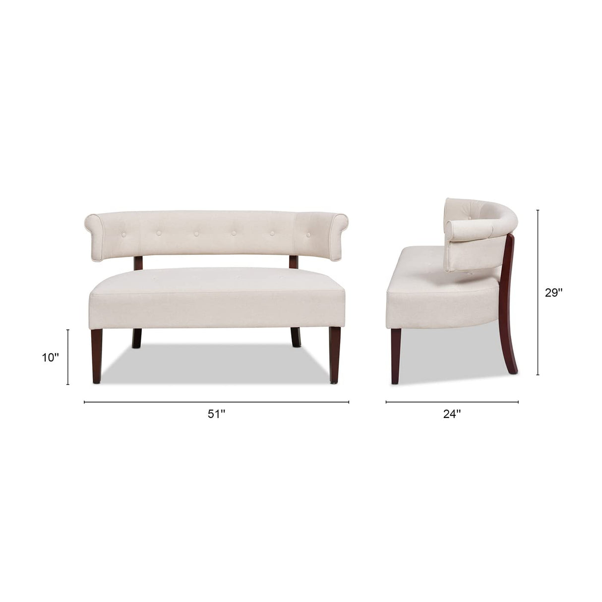 Jennifer Taylor Home Jared Roll Arm Upholstered Tufted Entryway Bench with Back Settee Jennifer Taylor Home