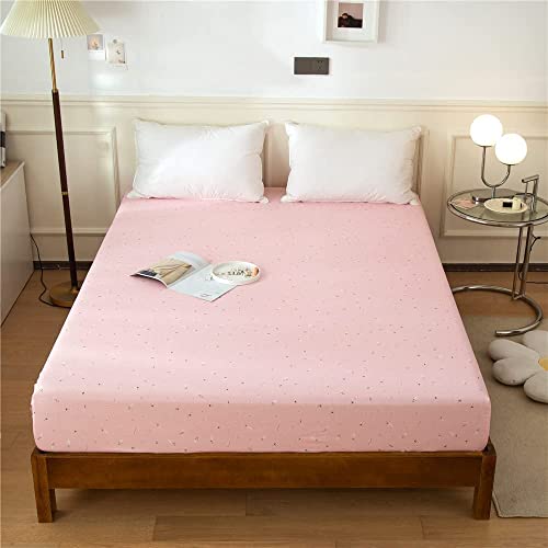 LifeTB Floral Print Fitted Sheet Twin Pink White Flower Bedding Sheet Deep Pocket Cotton Bed Sheet Garden Flower Branch Mattress Cover Pink Floral Fitted Sheet for Girl Women Kids Teen LifeTB