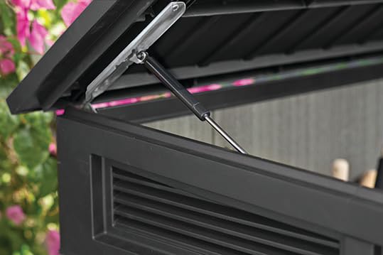 Keter Signature Collection All-Weather Storage Shed with Skylight, Window, Built-in Ventilation, Customizable Walls, & Lockable Double Doors, Walnut Keter