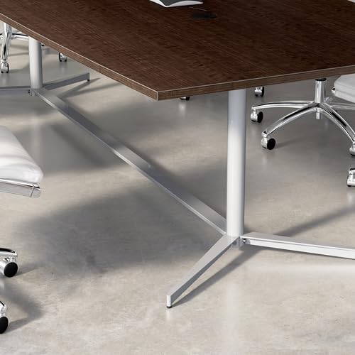 Bush Business Furniture Boat Shaped Conference Table with Metal Base, 96W x 42D, Mocha Cherry/Silver Bush Furniture