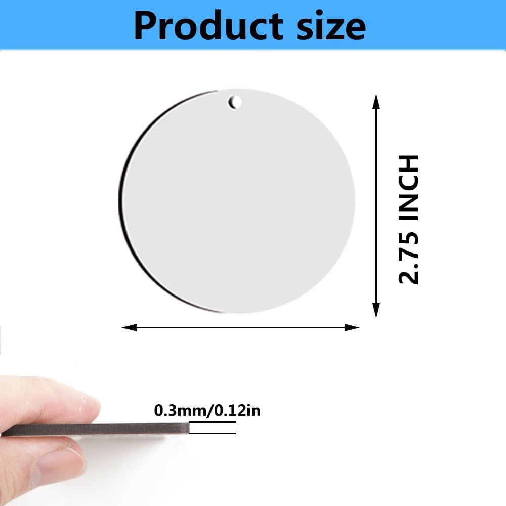 45 Pcs 2.75 inch Sublimation Keychains Blanks Round Ornaments MDF Double Side Sublimation Blanks Ornaments Christmas Products Bulk Sublimation Blanks AiDiYGECO