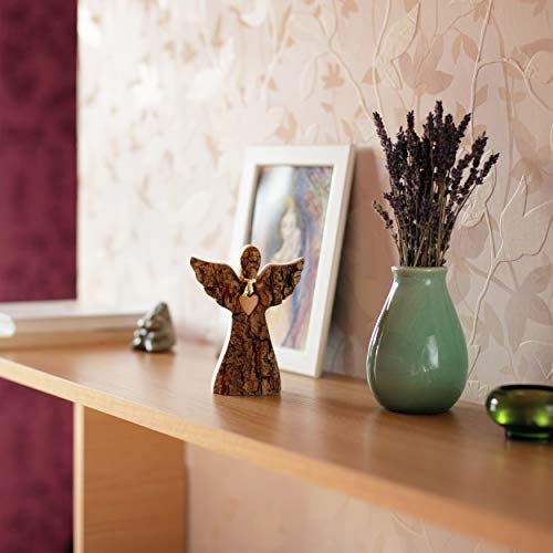 Forest Decor Wooden Guardian Angel Figurines for Love Peace Inspiration - Remembrance Angel Collectible Statue - Christmas Wood Angel Decor with Loving Heart - Rustic Angel Gift in Memory of Loved One Waldfabrik