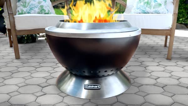 Cuisinart 24” Cleanburn Smokeless Fire Pit with Removable Ash Pan, Portable Outdoor Wood Burning Fireplace, Smoke Free Stainless Steel Outdoor Heater, Enhanced Airflow and Easy Cleanup with Ash Pan Cuisinart