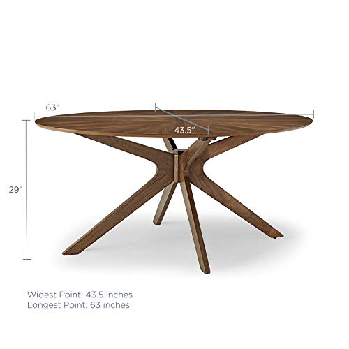 Modway Crossroads 63" Oval Wood Dining Table, Walnut Modway