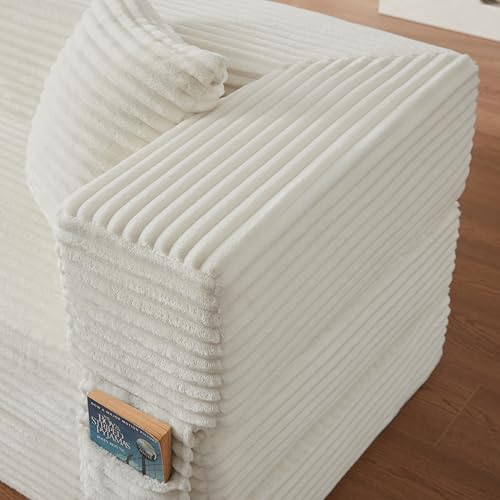 78-Inch Boneless Sofa in a Box, Foldable 2 Seat Foam Couches Corduroy Floor Cloud Loveseat Sofa with Wide Armrest and 2 Back Pillows, No Assembly Required ERYE
