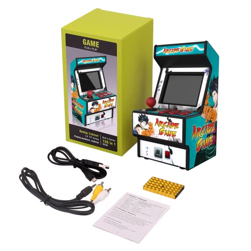 Golden Security Retro Mini Arcade Machine, Handheld Game Console with 156 Classic Video Games 2.8 Inch Color Display Rechargeable Battery, Support for TV Output, Birthday Present for Children Golden Security