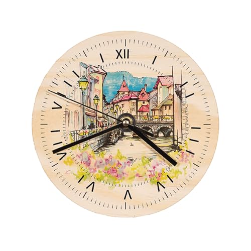 FOKOCALI 20 Pack Wooden Wall Clock 7.9 inch Sublimation Round Wall Clock Blanks Wood Clocks for Living Room DIY Sublimation Heat Press Printing FOKOCALI