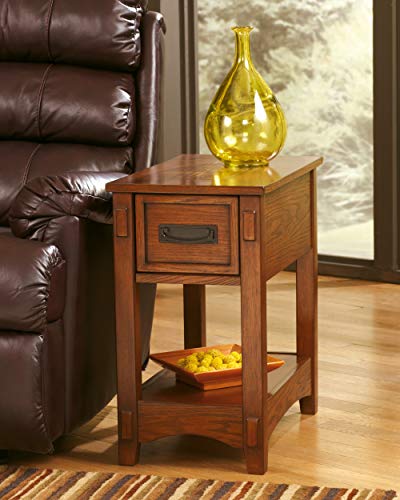 Signature Design by Ashley Breegin New Traditional Wooden Chair Side End Table with 1 Drawer and 1 Fixed Shelf, Brown Signature Design by Ashley