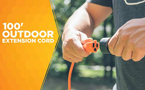 Southwire Light Duty Extension Cord, 100Ft, 16 Gauge, 3 Conductor, Outdoor Extension Cord, SJTW, Orange, 2309SW8803 Southwire