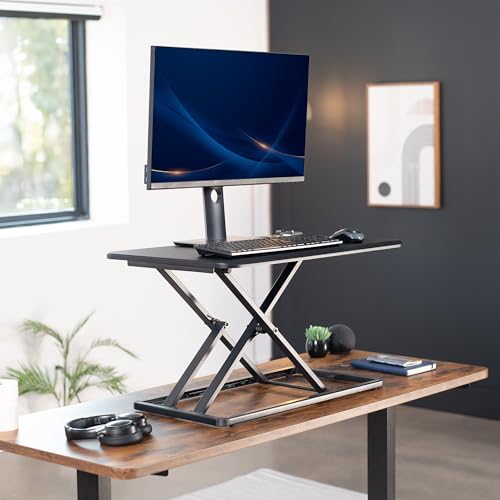 VIVO Economy Single Top Height Adjustable 29 inch Standing Desk Converter, Sit Stand Tabletop Monitor and Laptop Riser Platform Workstation, DESK-V000U VIVO