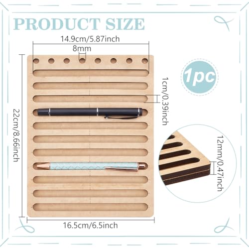 BENECREAT 11 Slot Ink Pen Jig for Laser Engraving, 6.5x8.6inch MDF Ink Pen Holder, Creative Pen Maker Fixing Jig for Customs Engravers, 5.8x0.4inch Inner Diameter BENECREAT