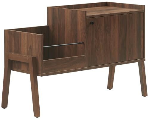 Crosley Furniture Luna Record Player Cabinet Turntable Stand, Storage for up to 175 Vinyl Records, Walnut Crosley Furniture