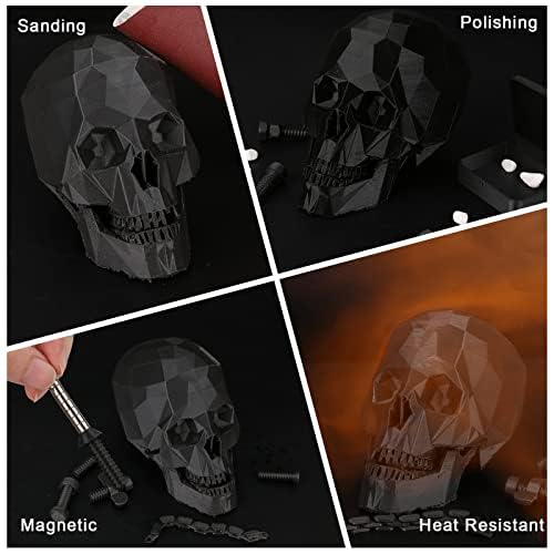 AMOLEN 3D Printer Filament, Metal PLA Filament 1.75mm with Magnetic, Contains 20% Metal Iron Powder, Apply to Polishing, Matte Black PLA 3D Printing Filament +/- 0.02mm, 1kg/2.2lbs AMOLEN