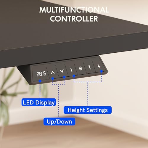 FLEXISPOT EN2 Whole-Piece Standing Desk with Clamp Power Strip, 60 x 24 Electric Stand Up Height Adjustable Desk with Cable Management (Black Frame + 60" Black Top, 2 Packages) FLEXISPOT