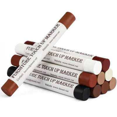 DEWEL Wood Filler Sticks, 10 Pcs Furniture Crayons for Scratches, Touch Up Wax Sticks, Upgrade Furniture Repair Wax Crayons Kit for Scratches, Holes,