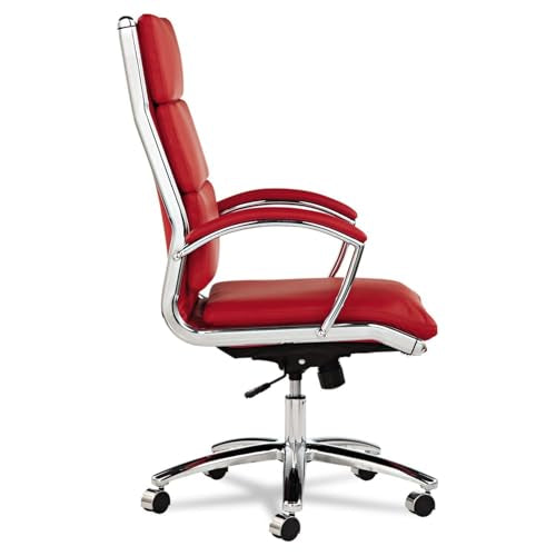 Alera, Red Neratoli Series HighBack Swivel/Tilt Chair, Soft Leather, Chrome Frame, High-Back Alera