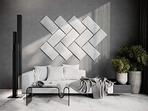 (4 Pack) Velvet Headboard Upholstered Soft Decorative Wall Panels | Padded Boards | Cladded Decor Anti-Collision | Acoustic and Soundproof Treatment | (White (2247), 10"x20" (25x50cm)) ua-acoustics