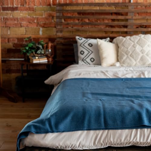 Arcturus Bighorn 100% Virgin Wool Blanket | Heirloom-Quality Wool Bedding for Home & Cabin | Warm, Thick & Durable (Twin Size, Steel Blue) Arcturus
