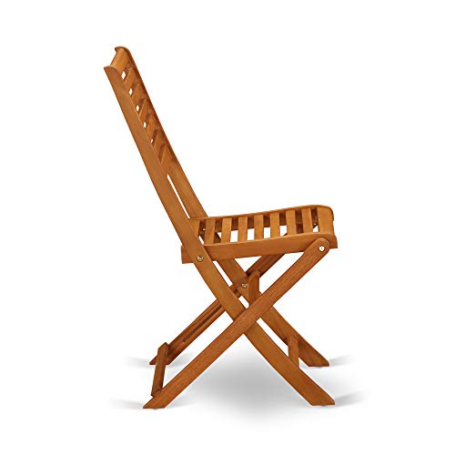 East West Furniture DEBS7CWNA 7-Piece Modern Set-6 Foldable Chairs Ladder Back and Outdoor Coffee Table and Rectangle Top with Wooden 4 Legs-Natural Oil Finish East West Furniture