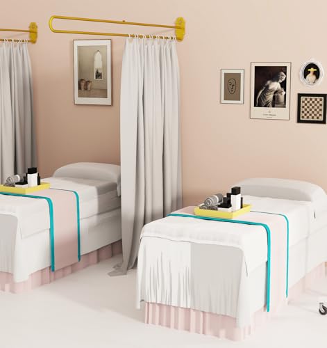 Suuiwau U-Shape Privacy Partition Curtains, Wall-Mounted Room Divider with Metal Support, 6.56ft Medical Curtain for Bedroom, Beauty Salon, Fitting Room, DIY Setup Suuiwau