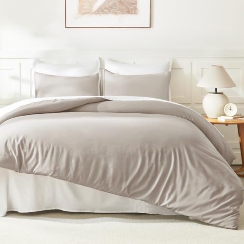 Litanika Deep Linen Grey Comforter Set Twin/Twin XL Size, 2 Pieces Lightweight Solid Bedding Comforter Set, All Season Fluffy Bed Set (66x90In Comforter & 1 Pillowcase) Litanika