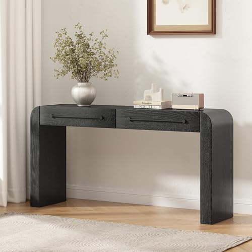 Christopher Knight Home Rulor Modern Console Table with Drawers, Wooden Narrow Console Table with Storage, Minimalist Narrow Entryway Table for Hallway, Behind The Couch, Living Room, Black Christopher Knight Home