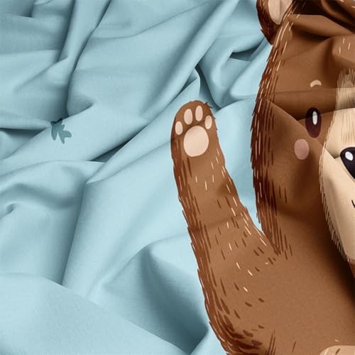 Aesthetic Bedding Blue Duvet Cover Single Size, Reversible Cartoon Animals Minimalist Bedding Set 3 Pcs – Soft Microfiber Comforter Cover with 2 Pillow Shams Generic