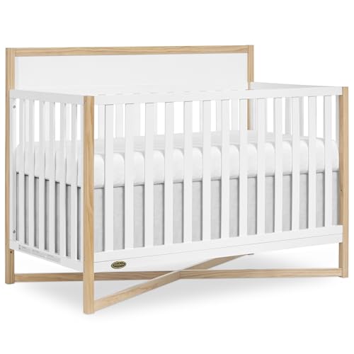 Dream On Me Owen 5-in-1 Convertible Full-Size Baby Crib in Vintage White Oak, GreenGuard Gold & BSA, Converts to Toddler, Day, & Full-Size Bed Non-Toxic Paint, Safe Sleep Environment