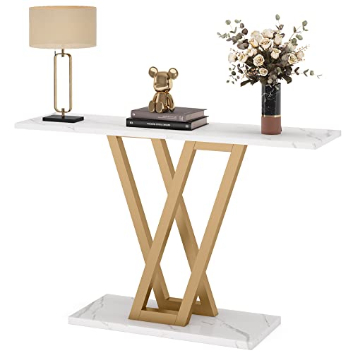 LITTLE TREE Console Table Hallway Table for Entryway 43 Inch Sofa Table Entryway Tables for Living Room, White & Gold LITTLE TREE