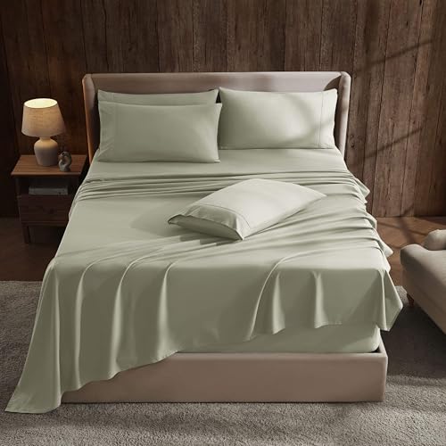 Hearth & Harbor Extra Deep Pocket Sheet Sets, Luxury Soft 6 Piece Bed Sheet Set Fits Mattress 18-24 Inches - Queen, Sage Green New Hearth & Harbor