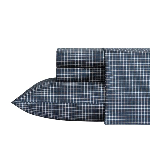 Nautica - Full Sheets, Premium Cotton Percale Bedding Set, Plaid Home Decor, Oeko-Tex Certified (Reece Plaid Navy, Full) Nautica