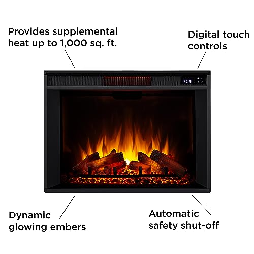 Real Flame Kennedy Grand Corner Electric Fireplace with Mantel for Living Room or Bedroom, Replaceable Fireplace Insert Heater, Realistic Log and Flame Effect, Remote Control, Timer, White Real Flame