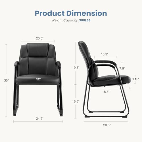 DUMOS Office Desk Guest Chair Set of 8, Leather Waiting Room Chairs with Padded Arms for Elderly Home Reception Area Conference Room Lobby Side breakroom DUMOS