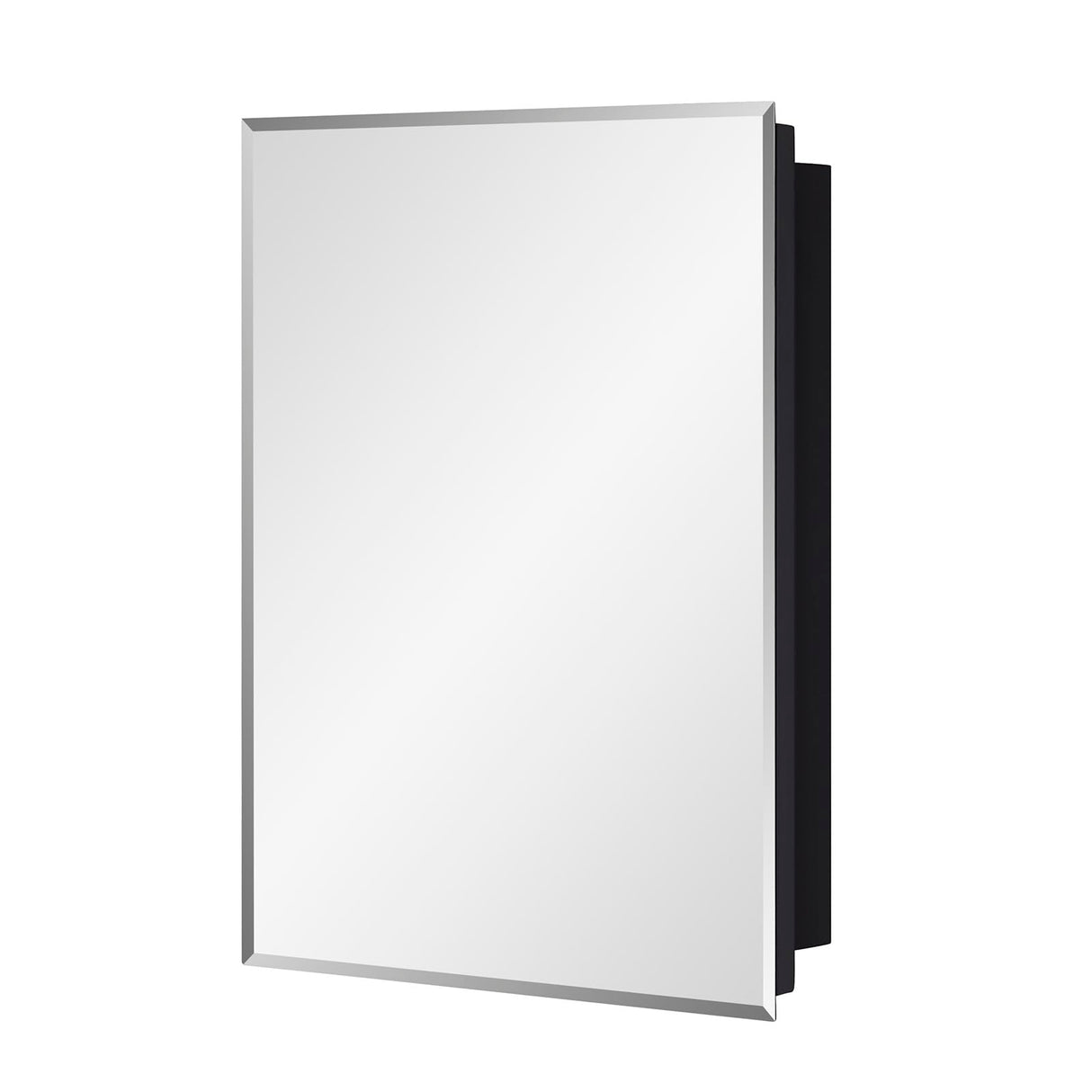 IDYLLOR Black Bathroom Medicine Cabinet with Beveled Edge Mirrored Door 16 x 22 inch, Recessed or Surface Mount, with Adjustable Glass Shelves IDYLLOR