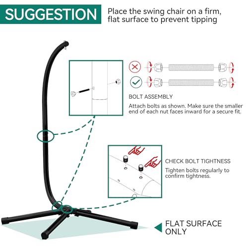 YITAHOME Egg Chair Swing Hanging Outdoor Wicker Hammock Chairs Indoor with Steel Stand UV Resistant Cushion 330lbs for Patio, Bedroom, Garden and Balcony - Gray YITAHOME