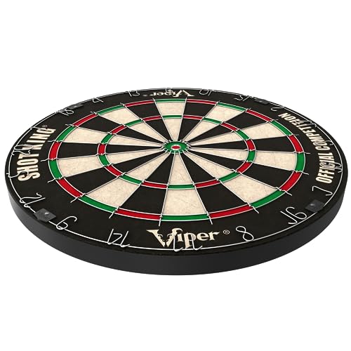 Viper by GLD Products Shot King Regulation Bristle Steel Tip Dartboard Set with Bullseye Metal Radial Spider Wire Compressed Sisal Board with Rotating Number Ring Includes 6 Darts Black Viper