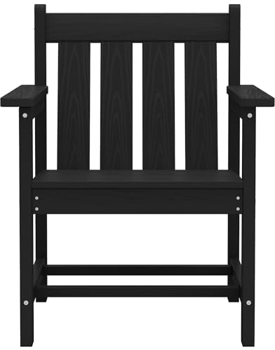 SERWALL 3 Pieces Patio Bistro Set, All Weather Adirondack Chair Set with Side Table, HDPE Material Outdoor Patio Furniture Set for Balcony, Porch, Garden, Backyard- Black SERWALL