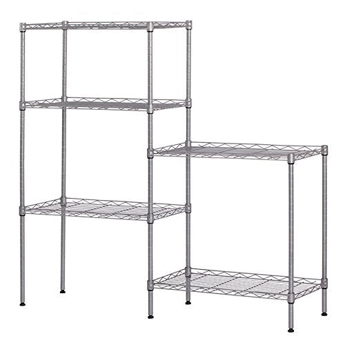 Karl home 5-Tier Adjustable Wire Unit Shelves, Height Metal Storage Shelves for Kitchen/Bathroom/Garage Organization, Stainless & Sturdy Frame,551lbs Capacity, 21.3”L x 11.4”W x 59”H, Chrome Karl home