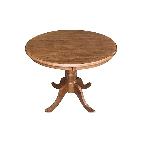 IC International Concepts 36" Round Top Pedestal Table-29.1" Height Dining Table, Distressed Oak IC International Concepts