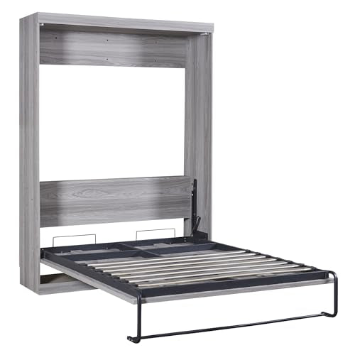 Ball & Cast Murphy Bed Full Size,Hideaway Beds Chest with Wardrobe,can be Folded,Wall Bedframe w/Wood Slat Support,No Box Spring Needed,for Bedroom Apartment,Grey Ball & Cast