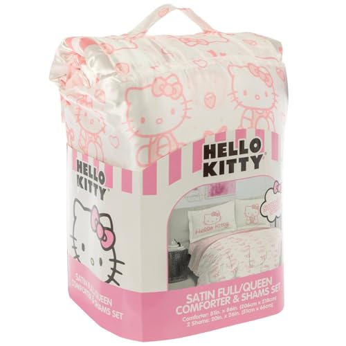 Hobby Lobby Hello Kitty Satin Comforter & Sham, Full/Queen, 100% Polyester, Machine Washable, Pink & White Hobby Lobby