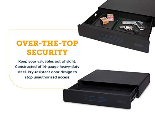 SnapSafe Under Bed Safe, Medium – Under Bed Gun Safe for Firearms, Ammunition and Valuables – Fits in Trunk of Small SUVs – Easy Access, Out of Sight, Space Saving – Black, 26 x 5 x 20 Inches SnapSafe