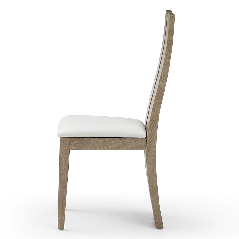 JURMALYN French Country Dining Chairs Set of 2 Wooden Dining Chairs, High Back Dining Chairs, Upholstered Dining Room Chairs Kitchen Chairs Armless Side Chairs with PU Cushion for Ding Room JURMALYN