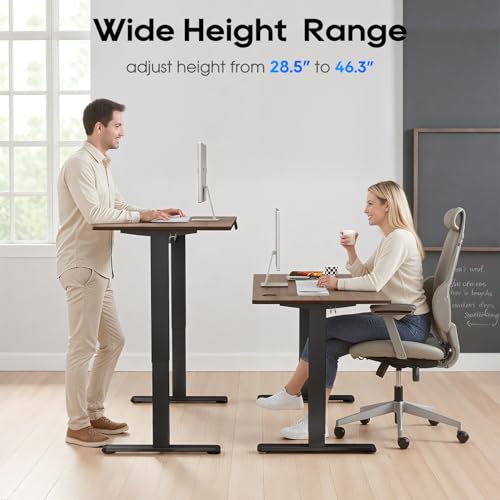 PayLessHere Electric Standing Desk 48x24 Inch Height Adjustable Desk Large Space Office Computer Desk with Headphone Holder 2 Memory Function for Home Office,Brown PayLessHere