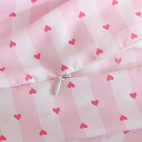 Betsey Johnson - Full/Queen Duvet Cover Set, Super Soft Cotton Bedding Set with Matching Sham(s), Cozy Bedding Set, Oeko-Tex Certified (Wonderland Stripe Pink, Full/Queen) Betsey Johnson