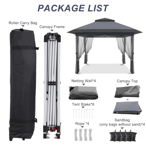 GarveeLife 12 ft x12 ft Softtop Gazebo, Outdoor Pop Up Gazebo with Mosquito Netting, Party Tent & Shelter with Double Roofs for Gardens, Patios, Lawns GarveeLife