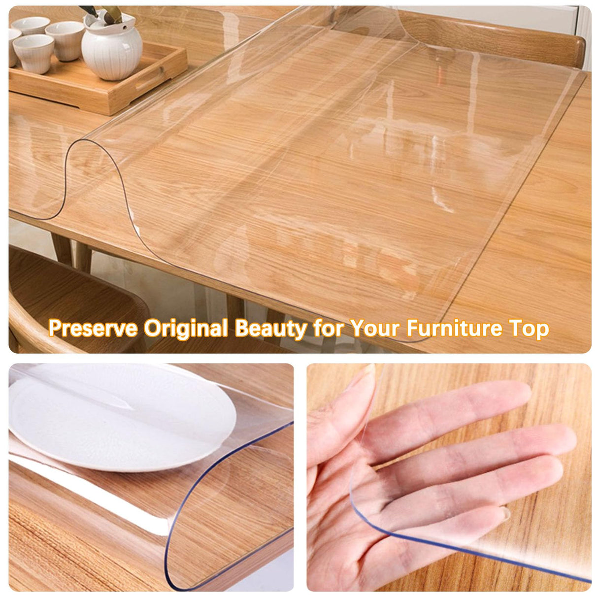 42 x 96 Inch 8ft Clear Plastic Dining Table Protector Tablecloth Desk Pad Mat Wooden Furniture Coffee Glass Conference Dinner Banquet Table Cloth Top Protection Countertop Cover Waterproof PVC Vinyl Easy Easy Life