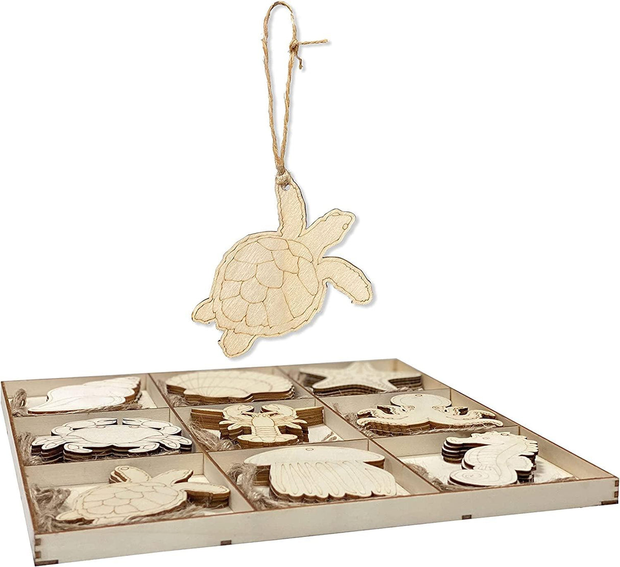 45 Pack Unfinished Wooden Ocean Sea Animals Cutouts for DIY Crafts 3.5 Inch 5 Peices Each WoodArtSupply