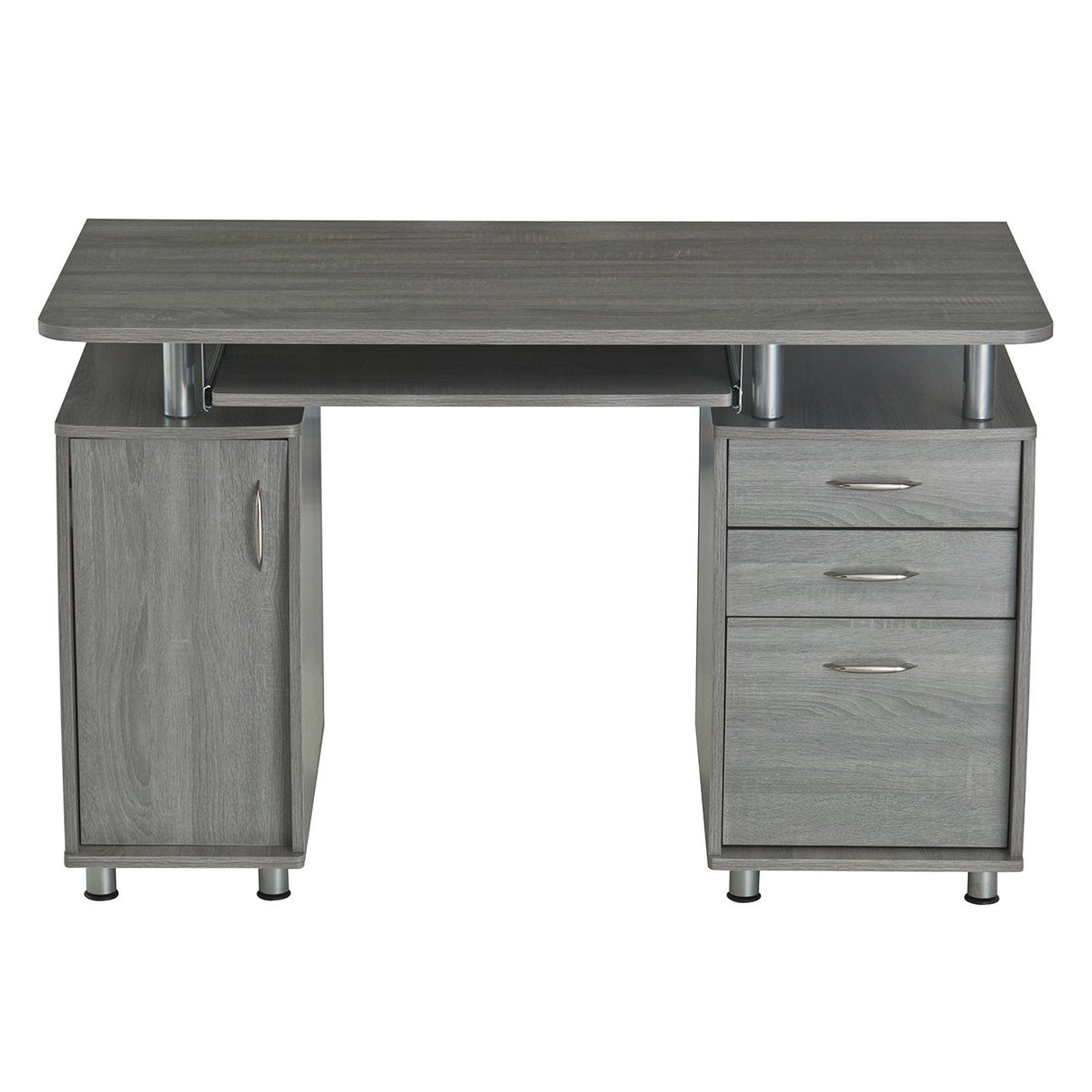 47.5'' Computer Desk with File Cabinet and Drawers, Storage Cabinet with Removable Shelf and Ventilation for CPU, Home Office Desk or Computer Workstation with Keyboard Tray, Grey Techni Mobili