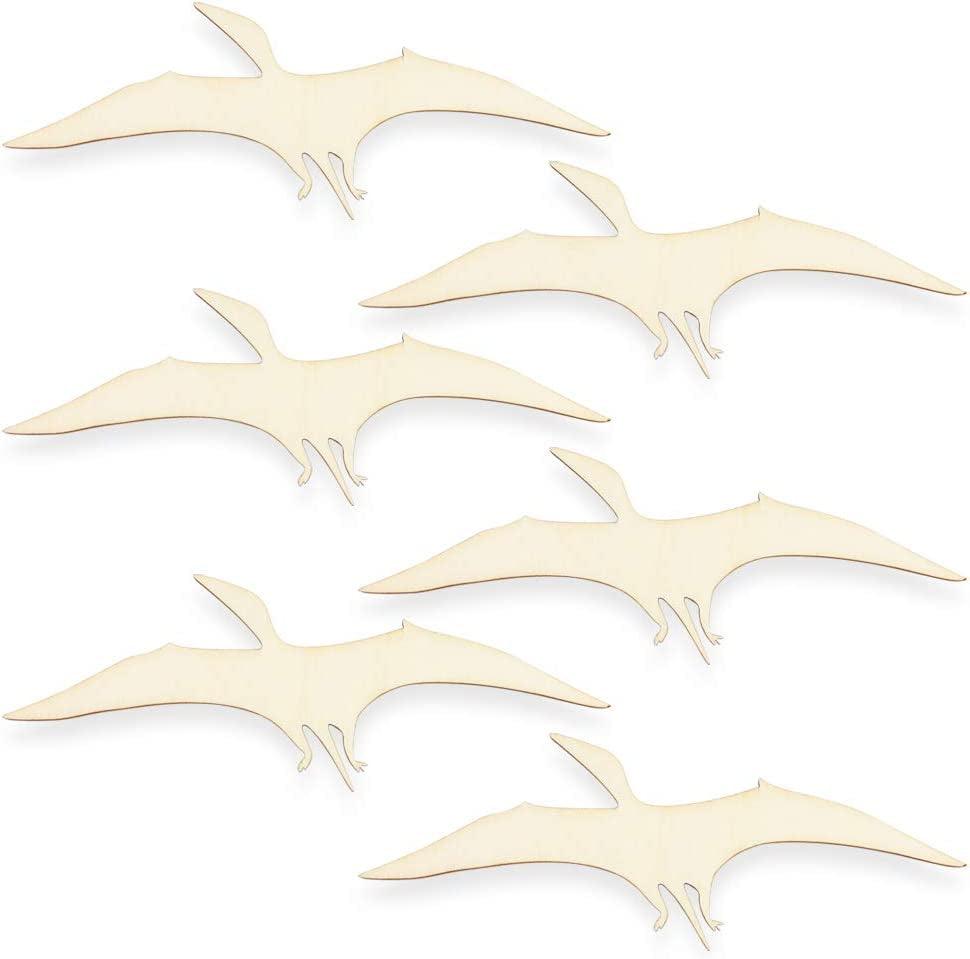48 Pack Unfinished Wooden Dinosaur Animal Cutouts,Pterosauria,Tyrannosaurus Rex,Triceratops,Stegosaurus,Ankylosaurus Shapes (6 Pcs/Shape) WoodArtSupply